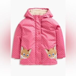 Mini Boden
Kids' Polka Dot Kitty Appliqué
Zip-Up Hooded Puffer Jacket SIZE 4-5YR